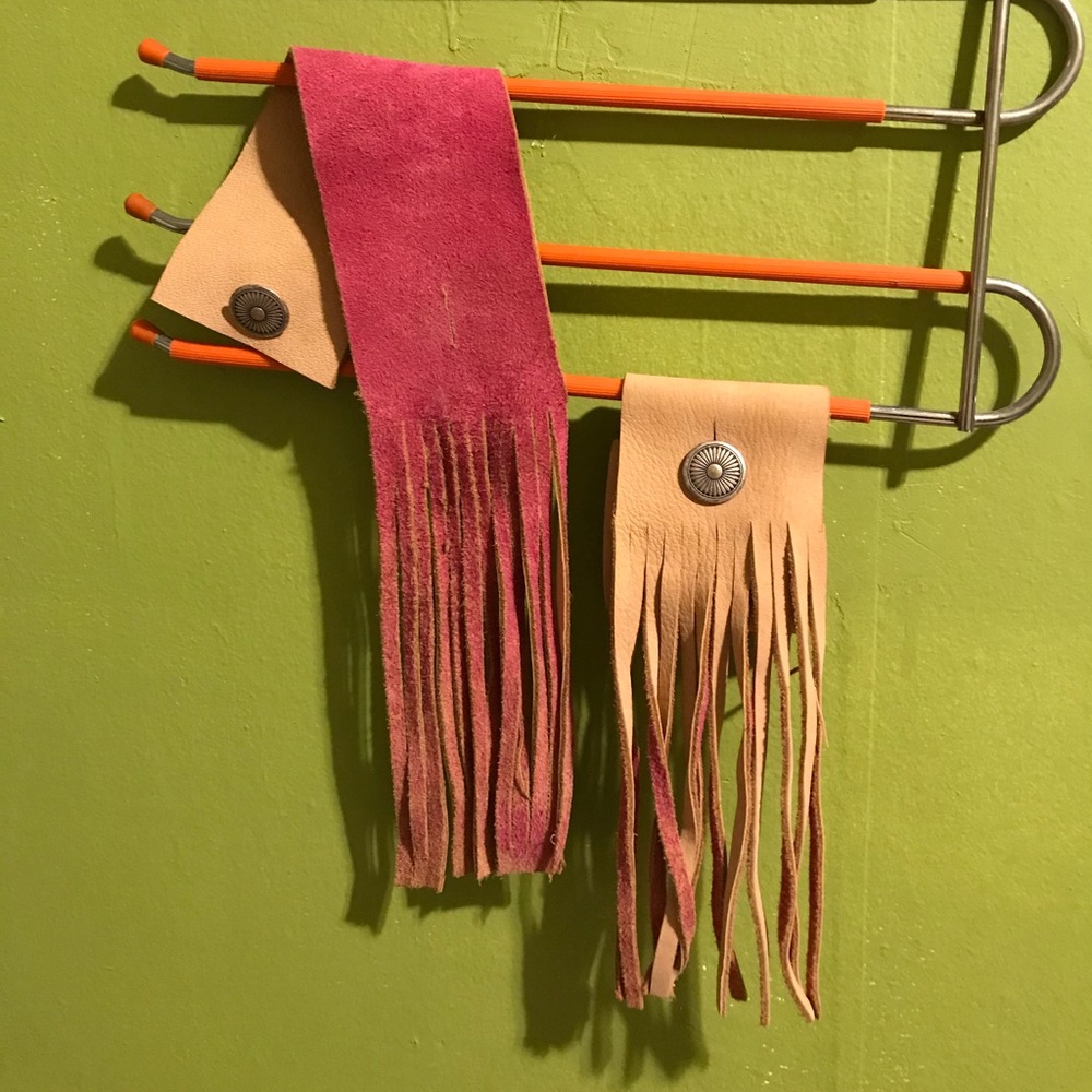 Suede fringe bracelets.